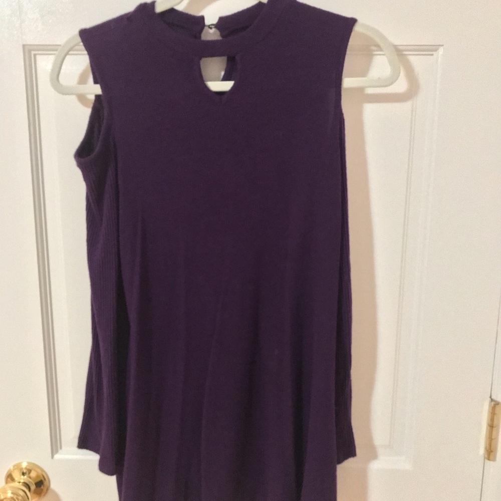 Purple Cold-Shoulder Sweater